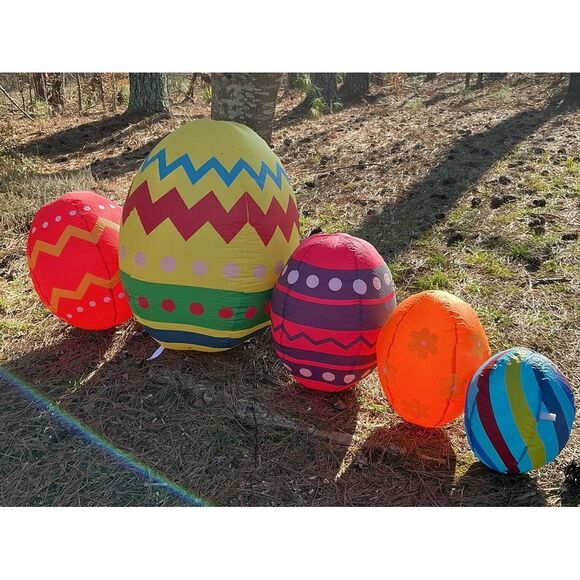8FT Easter‎ Egg Inflatable Yard Decoration Lighted Blow Up - Picture 1 of 7